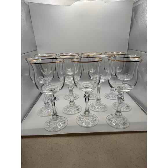 Towle Ardmore Pattern Crystal Wine Glasses Set of 10 - Picture 2 of 5